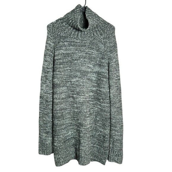 Zara Twisted Midi Knit Sweater Dress Wool Blend Mock Neck Long Sleeve Gray Sz L